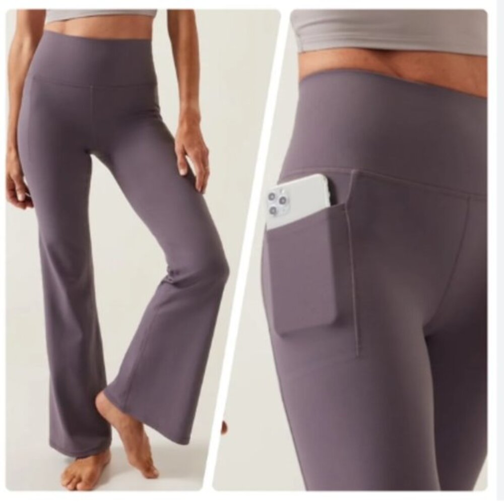 Athleta Lavender Flare Leggings with Pocket